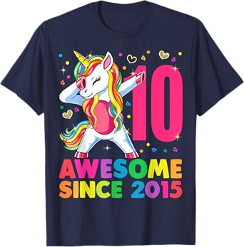Photo 1 of 10 Years Old Unicorn Dabbing 10th Birthday Girl Gift Party T-Shirt XS