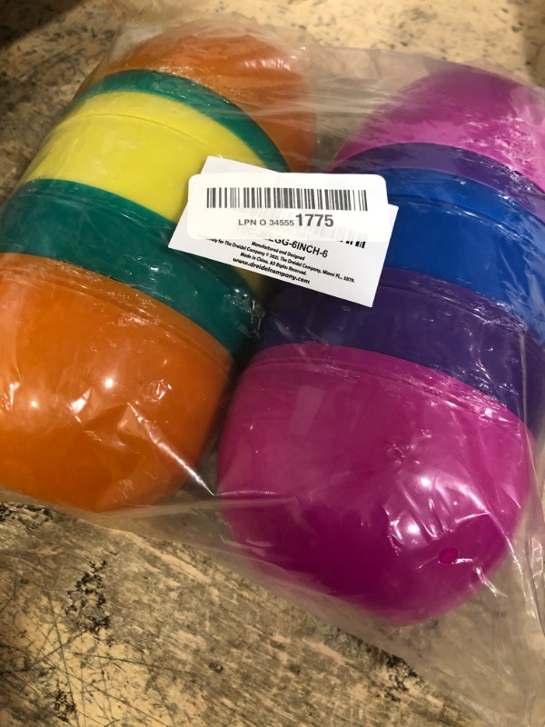 Photo 1 of 6 Inch Jumbo Filable Easter Eggs (6 Pack) Six Colorful Bright Plastic Easter Eggs, Stands Upright, Perfect for Easter Egg Hunt, Surprise Egg, Easter Hunt, Assorted Colors, 6" Giant Filable Eggs 6 Pack