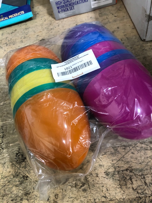 Photo 1 of 6 Inch Jumbo Filable Easter Eggs (6 Pack) Six Colorful Bright Plastic Easter Eggs, Stands Upright, Perfect for Easter Egg Hunt, Surprise Egg, Easter Hunt, Assorted Colors, 6" Giant Filable Eggs 6 Pack