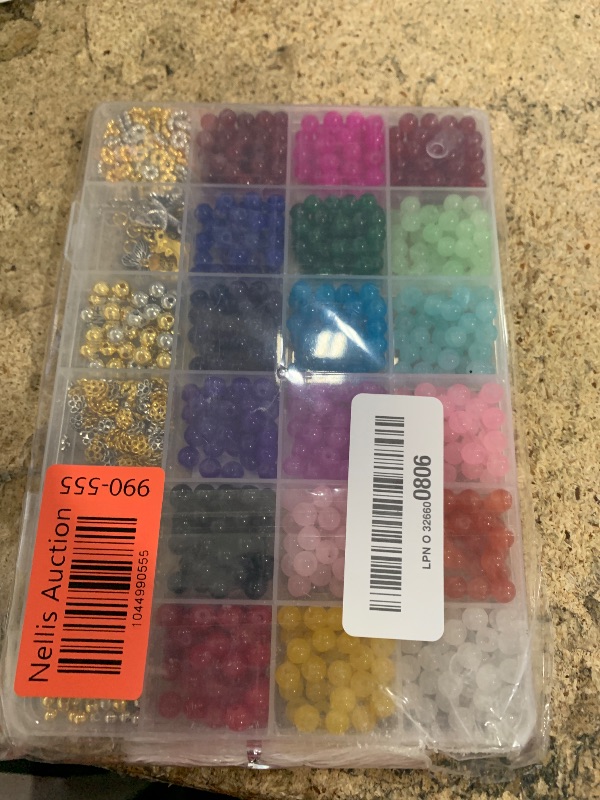 Photo 1 of 1280pcs 6mm Glass Beads for Bracelets, Bracelet Making Kit 24 Style Crystal Beads for Jewelry Making Round Beads DIY Crafts with Spacer Beads Charms Accessories