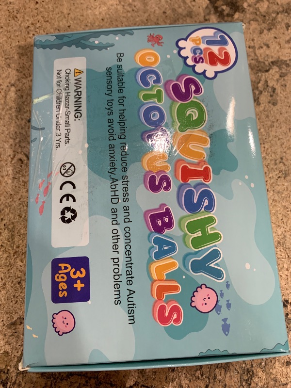 Photo 1 of 12 Pack Fidget Stress Balls for Adults, Cute Octopus Stress Relief Stress Ball, Bulk Squishy Squeeze Ball Set and Birthday Party Favors