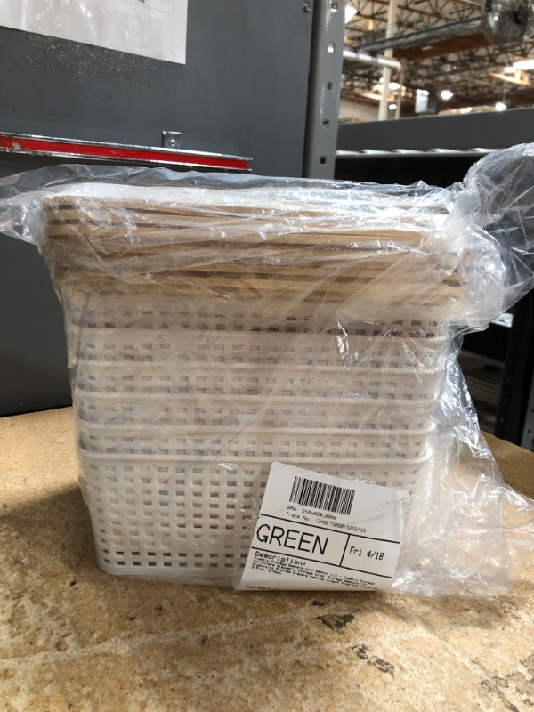 Photo 1 of ***(MAJOR DAMAGE/ SEE NOTES)***
Plastic Storage Baskets With Bamboo Lid - Plastic Storage Containers Stackable Storage bins: Storage Baskets for Organizing Shelves Drawers Desktop Closet Playroom Classroom Office, 6 Pack
