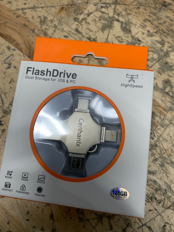 Photo 1 of 128GB USB Flash Drive Multifunctional Photo Stick Compatible with iPhone/iPad/Android/PC, High Speed Backup Thumb Drive Memory Stick External Storage for iPhone/iPad/Android/PC