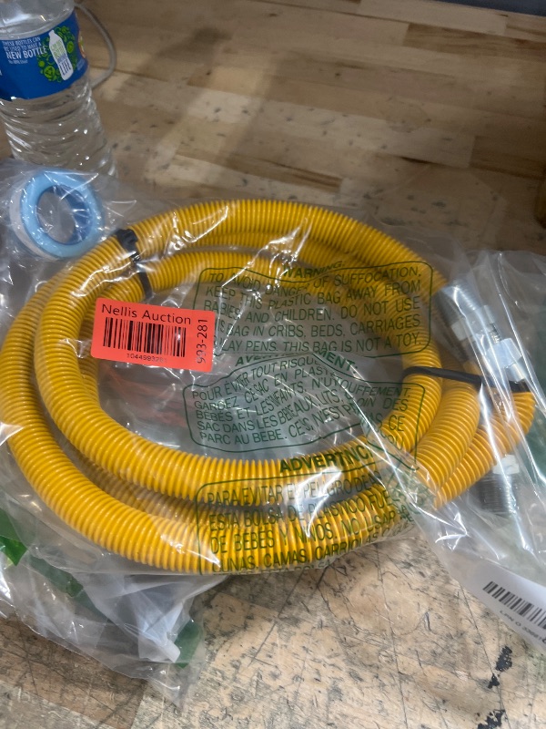 Photo 1 of AMI PARTS 72" Flexible Gas Line Kit Yellow Coated, Gas Hose Connector Kit for Dryer, Stove, Water Heater,5/8" OD(1/2" ID) Stainless Steel Gas Line with Connector 1/2" MIP &1/2"FIP & 3/4"MIP Fitting