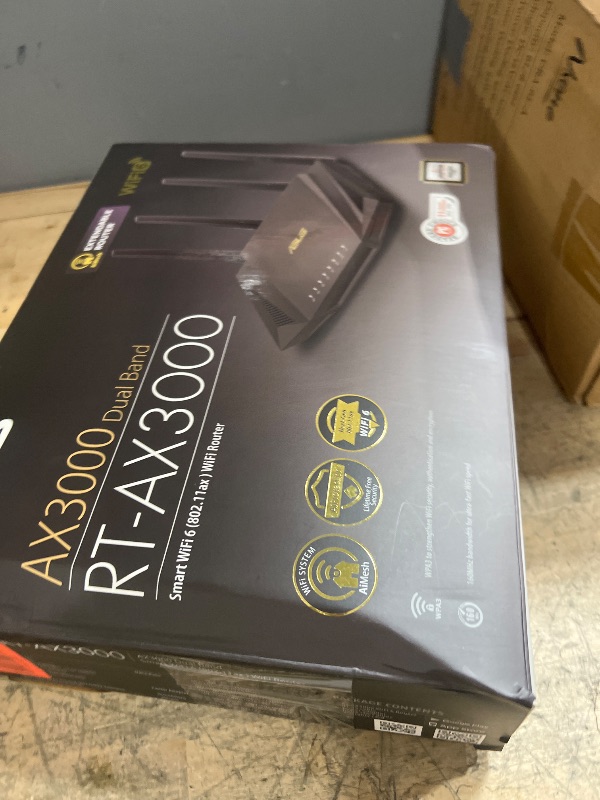 Photo 1 of ASUS RT-AX3000 Ultra-Fast Dual Band Gigabit Wireless Router - Next Gen WiFi 6, Adaptive QoS, and AiProtection by Trend Micro | 1x WAN, 4x 1G LAN, 1x USB 3.0 - AiMesh Compatible