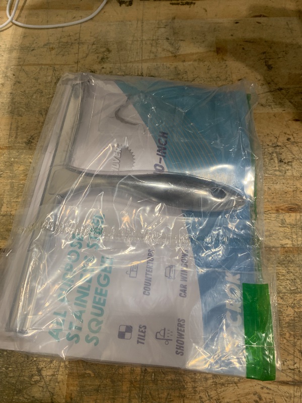 Photo 1 of All-Purpose Stainless Steel Shower Squeegee for Shower Glass Door with 2 Adhesive Hooks, Bathroom Cleaner Tool Household Window Mirror Squeegee , Cleaning Tile Wall, Car, 10 Inch Silver