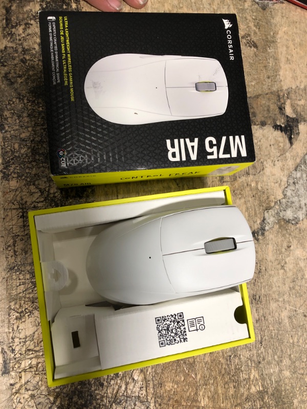 Photo 1 of Corsair M75 AIR Wireless Ultra-Light FPS Gaming Mouse – 26,000 DPI – Ultra-Fast Input – Symmetric Shape – iCUE Compatible – PC, Mac – White