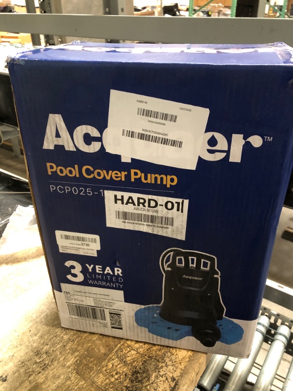 Photo 1 of Acquaer 1/4 HP Automatic Swimming Pool Cover Pump, 115 V Submersible with 3/4” Check Valve Adapter & 25ft Power Cord, 2250 GPH Water Removal for Pool, Hot Tubs, Rooftops, Water Beds and more