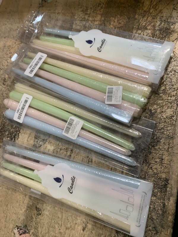 Photo 1 of 11.81 Inch 4pcs Taper Candles Sticks, Long Tall Thin Candles Smokeless Gradient Color Tapered Candlesticks for Table Home Dinner Wedding Festival (Candy Color Gradient) 4 PACKS