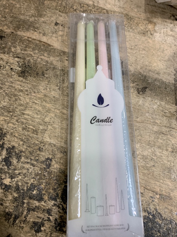 Photo 1 of 11.81 Inch 4pcs Taper Candles Sticks, Long Tall Thin Candles Smokeless Gradient Color Tapered Candlesticks for Table Home Dinner Wedding Festival (Candy Color Gradient) 4 PACKS
