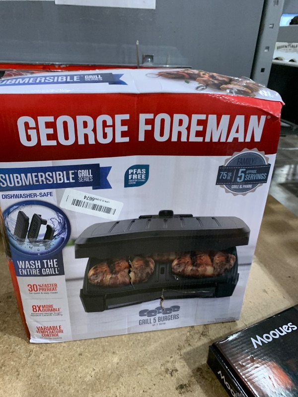 Photo 1 of GEORGE FOREMAN® Contact Submersible™ Grill, 5-Serving Grill - Adjustable Temperature Control, Black Plates, Wash the entire grill