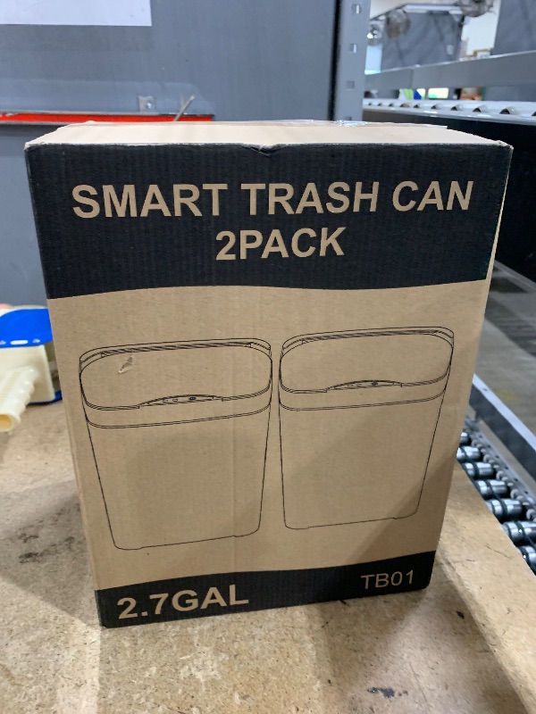 Photo 1 of 2 Pack 2.7 Gal Bathroom Trash Can with Lid, Automatic Trash Can Small Smart Garbage Can Touchless, Slim Motion Sensor Waterproof Plastic Trash Bins for Bedroom Office Kitchen Toilet
