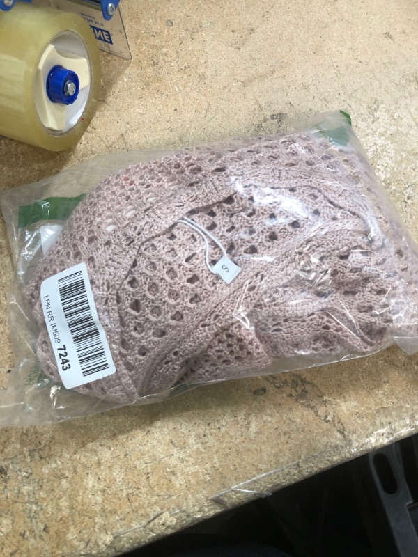 Photo 1 of ANRABESS Women Swimsuit Crochet Swim Cover Up Summer Bathing Suit Swimwear Knit Short Sleeve Pullover 2025 Beach Dress Small Light Pink