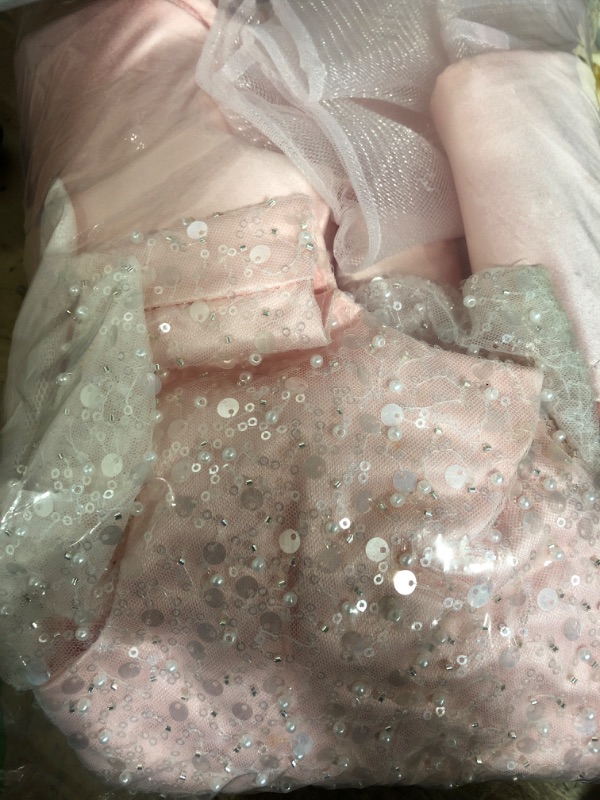 Photo 1 of ABAO SISTER Short Little Girls Pageant Dresses for Wedding Kids First Communion Puffy Ball Gown (6, Pink)