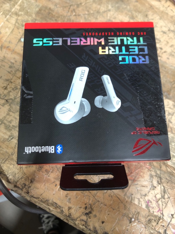 Photo 1 of ASUS ROG Cetra True Wireless Gaming Headphones (Low-Latency Bluetooth Earbuds, Active Noise Cancelation, 27-Hour Battery Life, IPX4 Water Resistance, Wireless Charging)- White