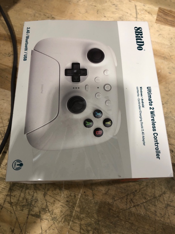 Photo 1 of 8BitDo Ultimate 2 Wireless Controller for Windows & Android, Gaming Controller with TMR Joysticks, Switchable Hall Effect/Tactile Triggers, RGB Fire Ring, 8Speed Wireless Tech, White