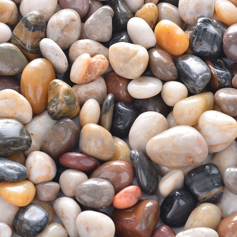 Photo 1 of 10lb Natural Decorative Polished Mixed Pebbles - Pebbles Polished Gravel?Small Decorative River Rock Stones for Fresh Water Fish Animal Plant Aquariums, Landscaping, Home Decor etc. (160-Oz Bag)