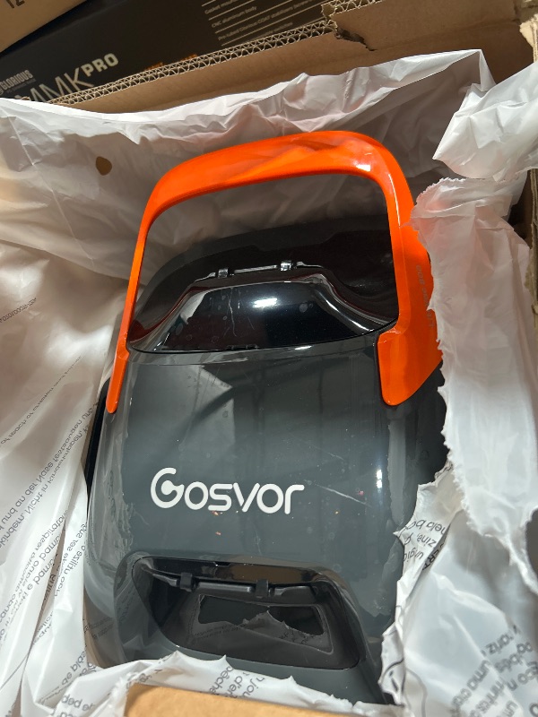 Photo 1 of (USED/FAIR) (UNABLE TO TEST FULLY) Gosvor Cordless Robotic Pool Cleaner, Lasts 90 Min, Automatic Vacuum for Above-Ground Pools up to 860 Sq.ft, Portable, Self-Parking, Orange