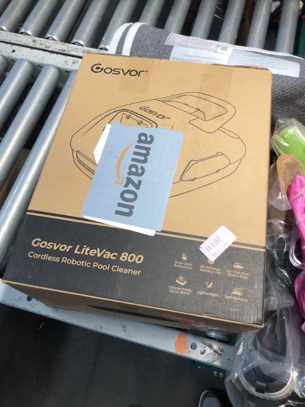 Photo 1 of (USED/FAIR) (UNABLE TO TEST FULLY) Gosvor Cordless Robotic Pool Cleaner, Lasts 90 Min, Automatic Vacuum for Above-Ground Pools up to 860 Sq.ft, Portable, Self-Parking, Orange