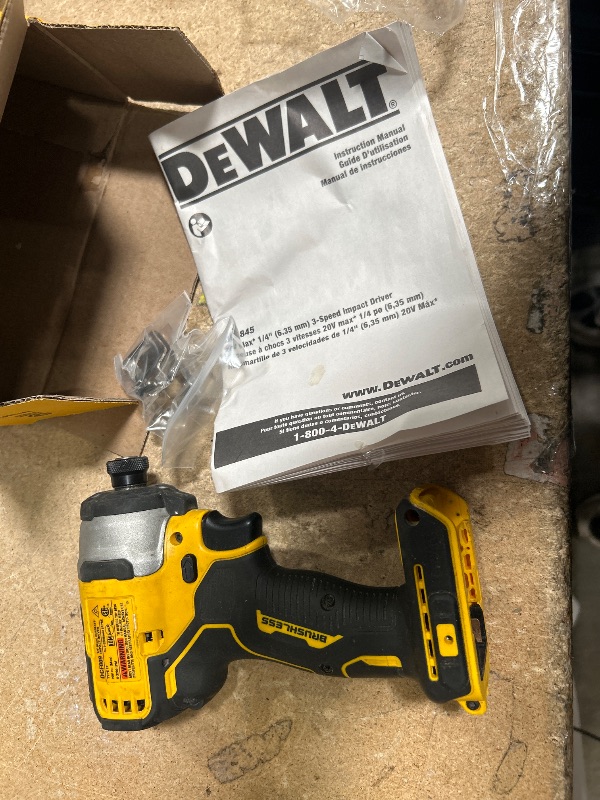 Photo 1 of DEWALT 20V MAX XR Impact Driver, Brushless, 1/4", 3-Speed, Bare Tool Only (DCF845B)