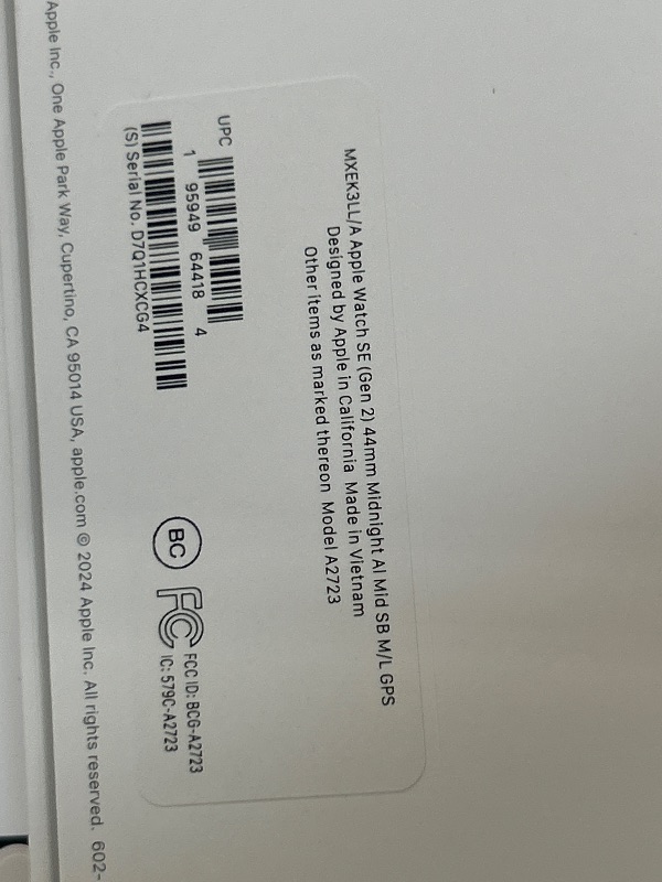 Photo 1 of Apple Watch SE (2nd Gen) [GPS 44mm] Smartwatch with Midnight Aluminum Case with Midnight Sport Band M/L. Fitness and Sleep Trackers, Crash Detection, Heart Rate Monitor, Retina Display