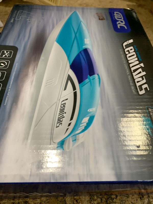 Photo 1 of 4DRC S4 RC Boat, 2.4GHz High Speed Remote Control Boat for Pool and Lake, with 2 Rechargeable Batteries for Adults and Kids Water Pool Toys for Kids Gifts, Blue