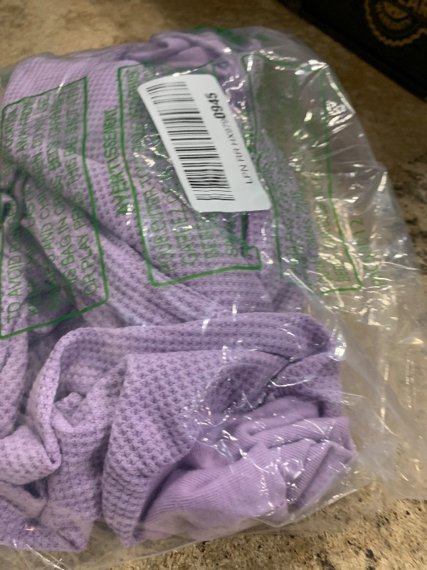Photo 1 of ReachMe Womens Oversized Off The Shoulder Tops Long Sleeve Waffle Knit Shirt V Neck Pullover Sweater(Purple,S)