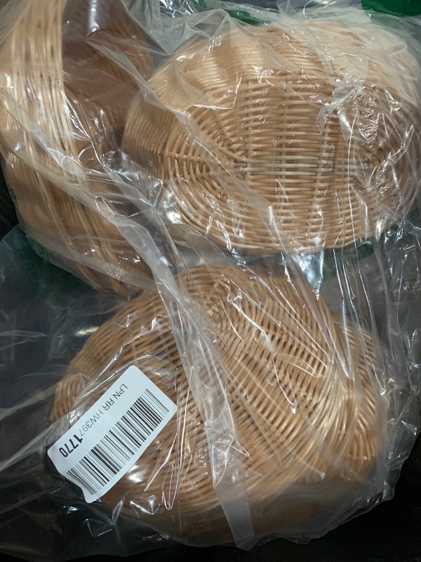 Photo 1 of 20 Pack Oval Poly Wicker Basket, 9 x 6 x 2.6 Inch Poly Wicker Bread Baskets, Medium Size Gift Baskets for Kitchen, Christmas Gifts, Centerpiece Display, Storing Bread, Fruits, Vegetables, by GNIEMCKIN