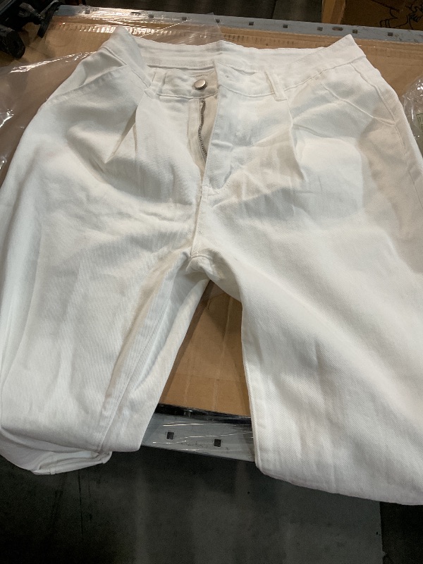 Photo 1 of (SIZE 8) (BAGGED) (USED/FAIR) Astylish Women White Jeans High Waist Casual Loose Boyfriend Mom Denim Pants White Size 8