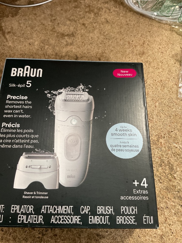 Photo 1 of  USED** Braun Silk-epil 5 Epilator, Hair Removal Device, Women Shaver & Trimmer, Wet & Dry, Includes Shaver Head & Trimmer Comb, SE5-041, Grey