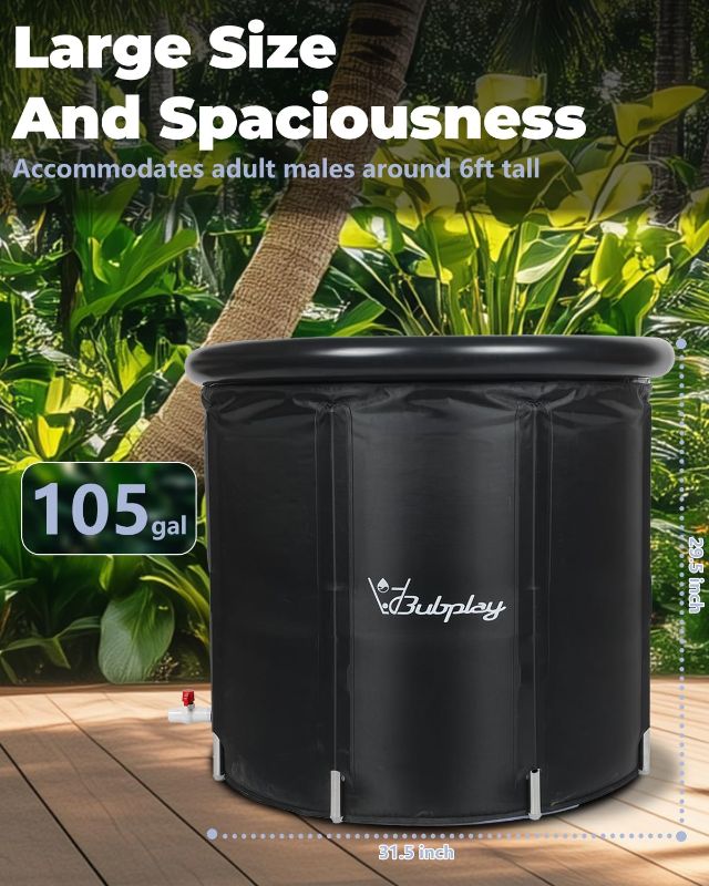 Photo 1 of (PARTS) (BAGGED) XL Ice Bath Tub for Athletes & Adults - 105 Gallons Ice Tub, Cold Plunge Tub with Cover for Indoor Outdoor, Ice Plunge Tub for Recovery & Cold Water Therapy - Black