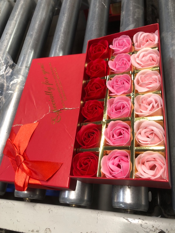 Photo 1 of **BOX IS TORN** Rotumaty 18 PCS Floral Scented Bath Soap Rose Flower Petals, Plant Essential Oil Rose Soap Set, Best Gifts for Her Women Girls Mom Lover Birthday Valentine Christmas (Red)