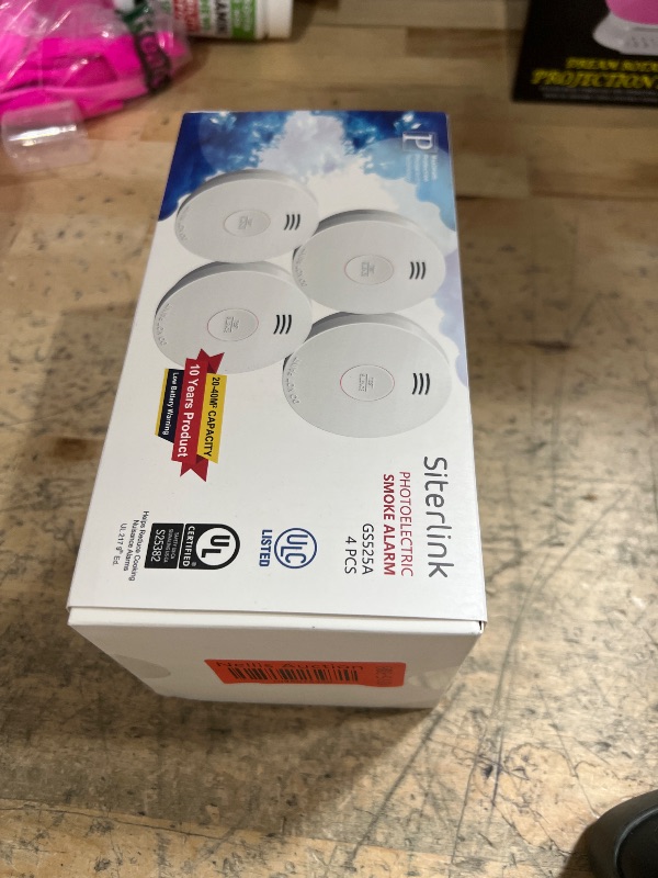 Photo 1 of Siterlink  Detectors 10 Year Battery Operated,UL217-9th Listed Smoke Alarm with Test-Silence Button,Photoelectric Sensor Fire Alarms Smoke Detectors with LED Lights for Home, GS525A (4 Pack)
