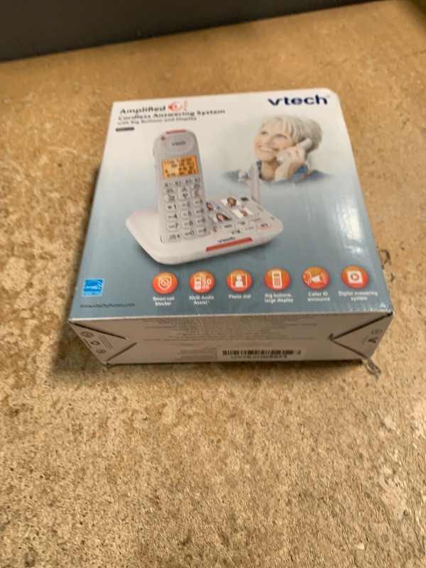 Photo 1 of *MISSING POWER CORD FROM PHONE BASE TO THE WALL* VTech Amplified Cordless Senior Phone with Answering Machine, Call Blocking, 90dB Ringer, Audio Assist, Big Buttons