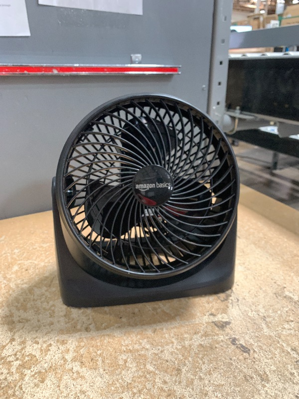 Photo 1 of Amazon Basics Air Circulator Fan, Desk Fan for Bedroom, Home and Office, With 90-Degree Tilt Head, 3 Speed Settings, Lightweight (3 LBS), 35 Watts, Black, 11.1"W x 6.3"D x 10.9"H