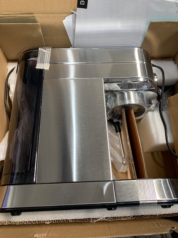 Photo 1 of CASABREWS CM5418 Espresso Machine 20 Bar, Compact Espresso Maker with Steam Milk Frother, Stainless Steel Coffee Machine with 34oz Removable Water Tank for Cappuccino, Latte, Silver