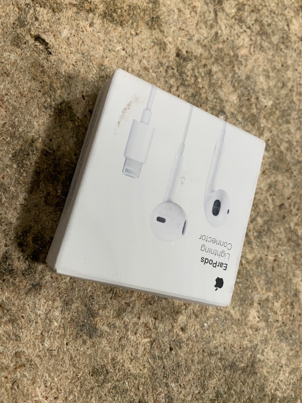 Photo 1 of Apple EarPods Headphones with Lightning Connector, Wired Ear Buds for iPhone with Built-in Remote to Control Music, Phone Calls, and Volume
