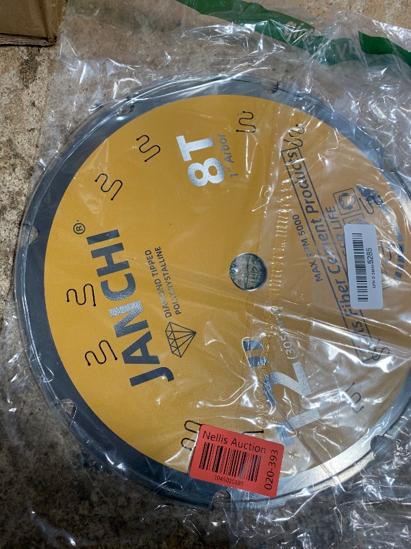 Photo 1 of 12-Inch 8T PCD Tip Hardie Fiber Cement Saw Blade with 1-Inch DMK Arbor, Polycrystalline Diamond Tipped Teeth Saw Blade for Laminate Flooring