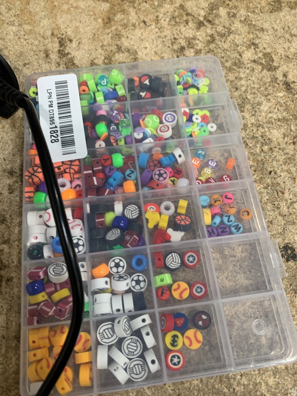 Photo 1 of 1000PCS Polymer Clay Beads Bracelet Making kit, 24 Style Cute Fun Beads Sports Ball Beads Baseball Basketball Soccer Rugby Volleyball Football Charms, DIY Bracelet Making kit Accessories