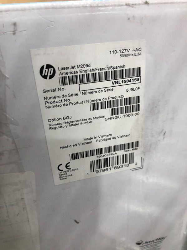 Photo 1 of HP LaserJet M209d Laser Printer, Black and White, Automatic Duplex, USB Connection Only (Cable Included), Ideal in Home Office (8J9L0F)