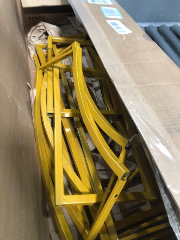 Photo 1 of ZpigToor Double Arch Backdrop Stand Metal Open Arch Backdrop Frame U Shaped Wedding Arches for Ceremony Baby Shower Garden Birthday Party Decoration (Gold, 6.6FT×3.3FT)