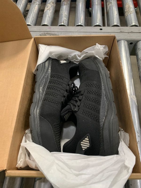 Photo 1 of Steel Toe Shoes for Men and Women Comfortable Lightweight Work Safety Shoes Puncture Proof Slip Resistant Indestructible Sneakers Construction Work Utility Black M8.5