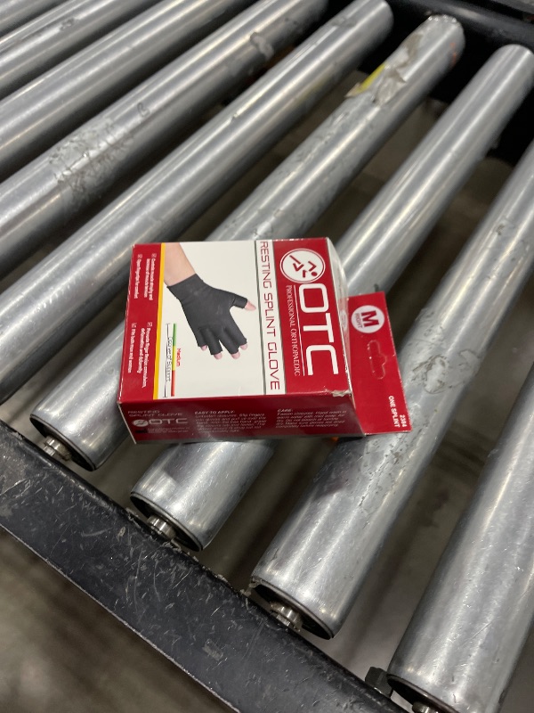 Photo 1 of OTC Resting Splint Glove, 5 Finger Semi-Rigid Splints, Open Tips, Black, Right Hand, Medium