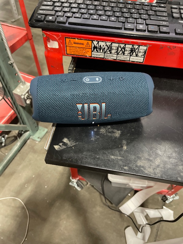 Photo 1 of JBL Charge 5 - Portable Bluetooth Speaker with Megen Hardshell Travel Case with IP67 Waterproof and USB Charge Out (Blue)