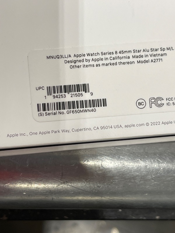 Photo 1 of Apple Watch Series 8 [GPS 45mm] Smart Watch w/Starlight Aluminum Case with Starlight Sport Band - M/L. Fitness Tracker, Blood Oxygen & ECG Apps, Always-On Retina Display, Water Resistant