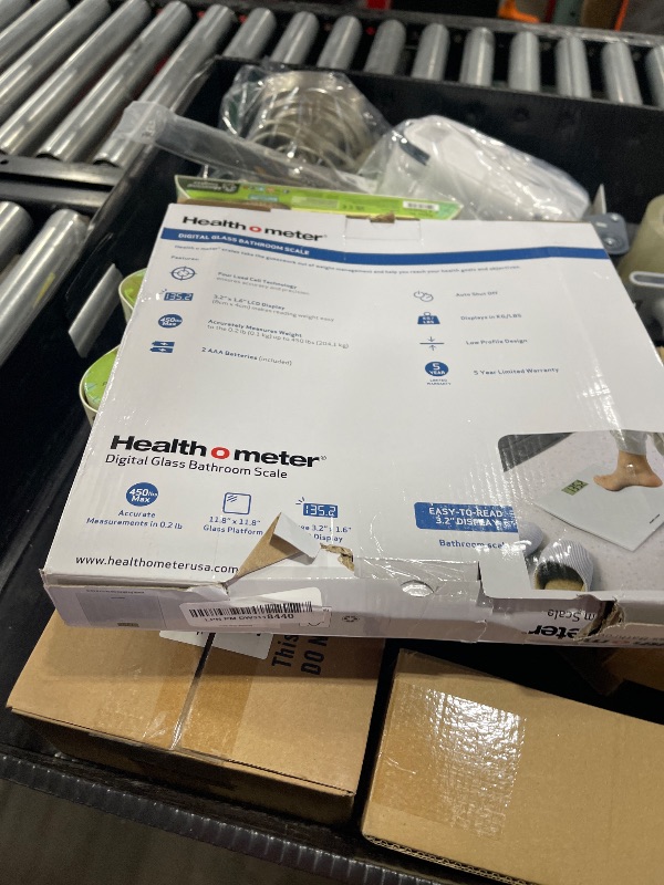 Photo 1 of Health o meter Compact Digital Glass Bathroom Scale – 500 lb Capacity, 4 Load Cells, 3.2" LCD Display, Tempered Glass Platform, Auto Shut-Off, Low Battery Indicator, Non-Skid Feet, 5-Year Warranty