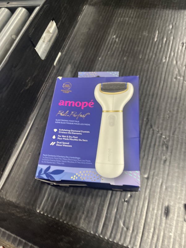 Photo 1 of Amopé Pedi Perfect Electric Callus Remover Foot File w/ Diamond Crystals, Pedicure Tool for Feet, Removes Hard & Dead Skin, Feet Scrubber & Buffer, Splashproof, w/ Extra Coarse Roller Head, 1 Count