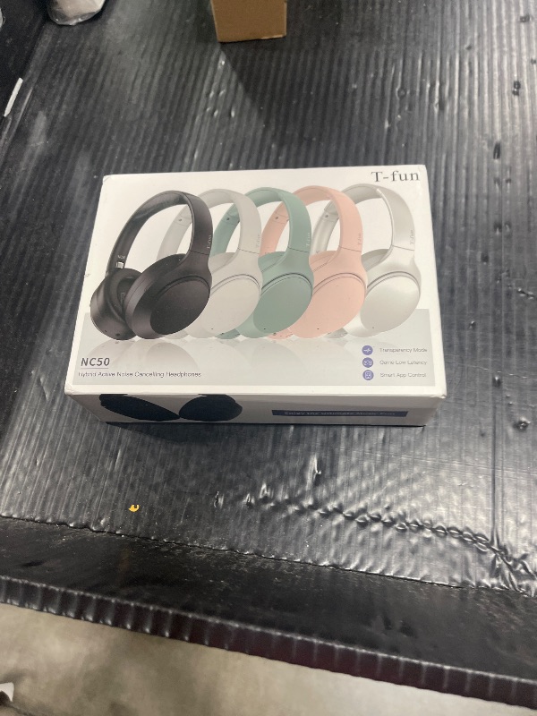 Photo 1 of T-fun NC50 Hybrid Active Noise Cancelling Headphones Wireless Bluetooth 5.3, Foldable Over Ear Headphones, Custom EQ via App, 65 Hours Playtime, Low Latency Game Mode, Multipoint Connection
