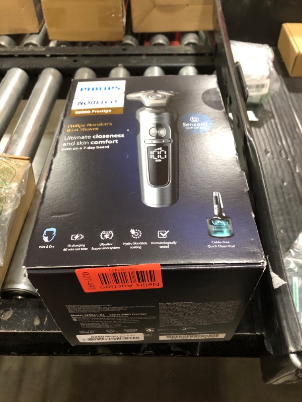 Photo 1 of Philips Norelco S9000 Prestige Rechargeable Wet & Dry Electric Rotary Shaver with Precision Trimmer, Premium Case & Cleaning System, SP9841/84