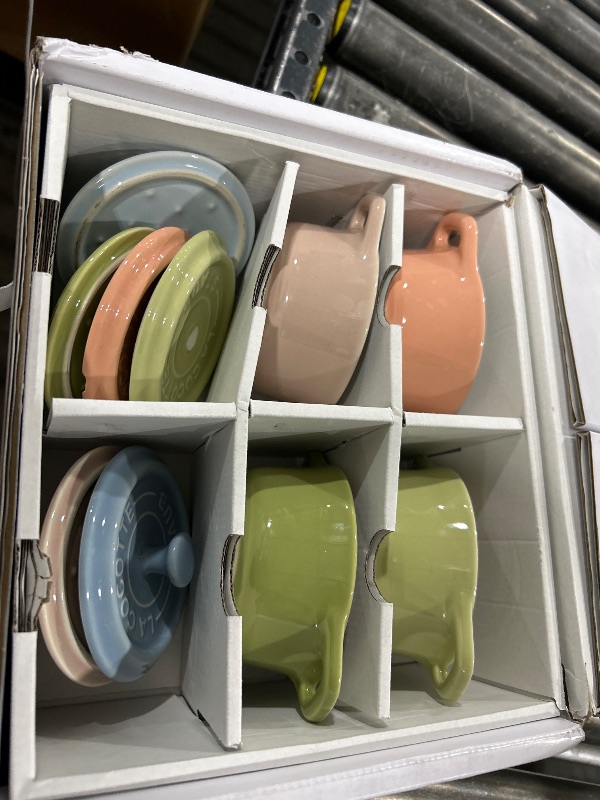 Photo 1 of STAUB Stoneware Ceramic 6-pc Mini Round Cocotte Set-Macaron Pastel Colors